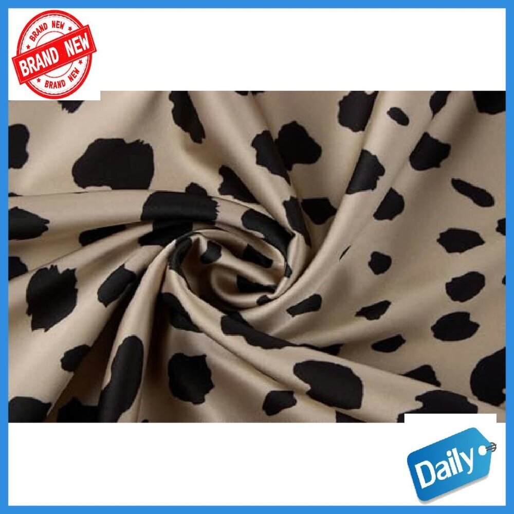 Silk Satin Midi Skirt High Waist Elastic Leopard Print Women's - Picture 6 of 7